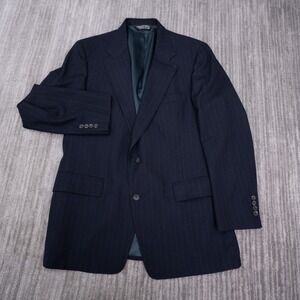 Roger Stuart Augustus Mens Navy Blue Pinstripe Blazer Sport Coat Made in USA 42R